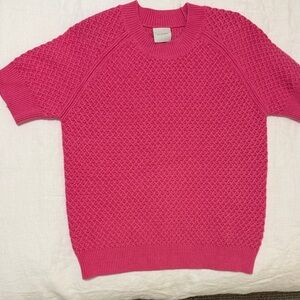 Varley Textured Crewneck Sweater in Vibrant Pink